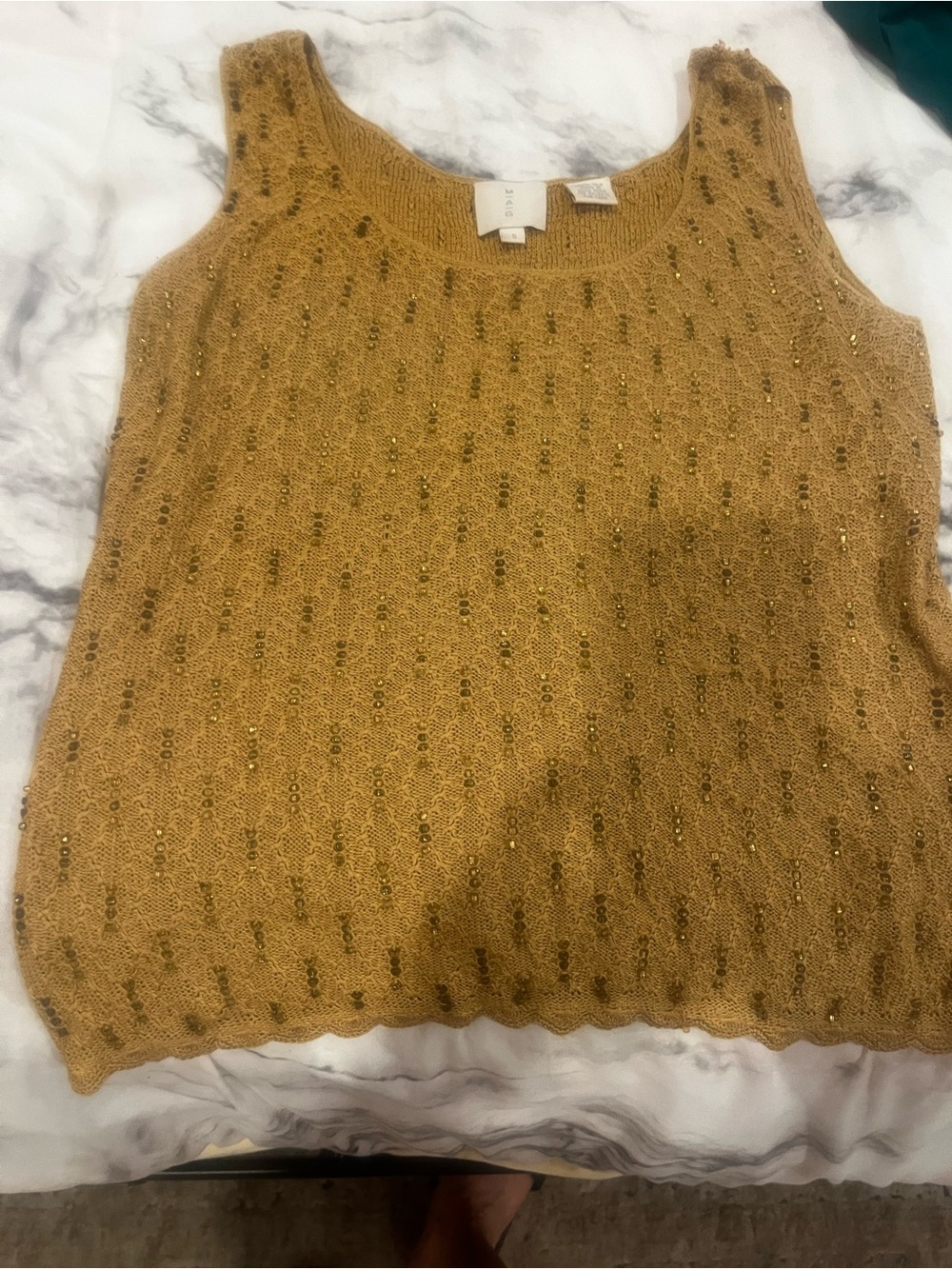 Beaded  top in dark golden/Tan color